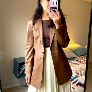 Denim&Co genuine leather blazer